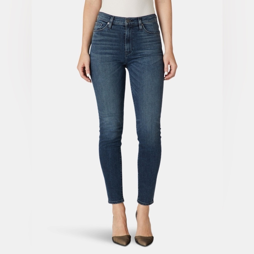 Hudson Harkin Dark Wash Skinny Crop Jeans Cuffed Stretch Denim Size 24